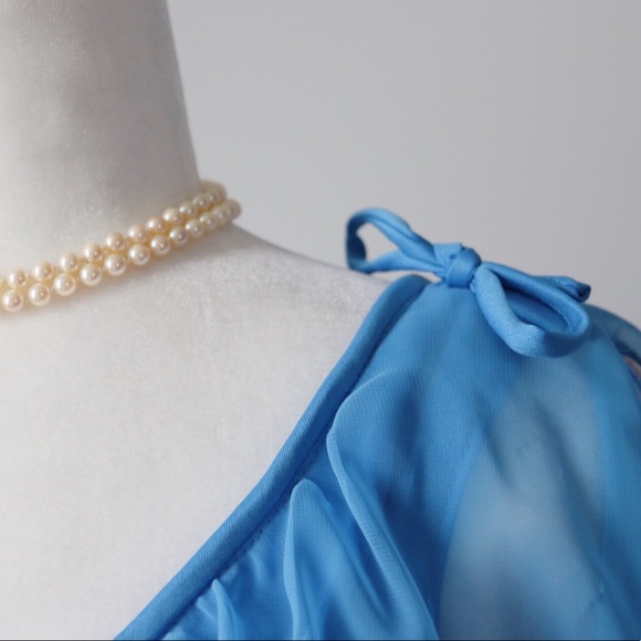 Vintage 60's/70's tea length blue dress - Picture 3 of 8